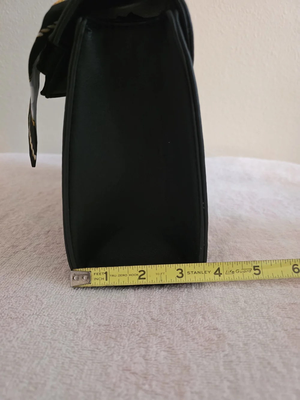 Classic Black Top-Handle Satchel with Scarf Accent